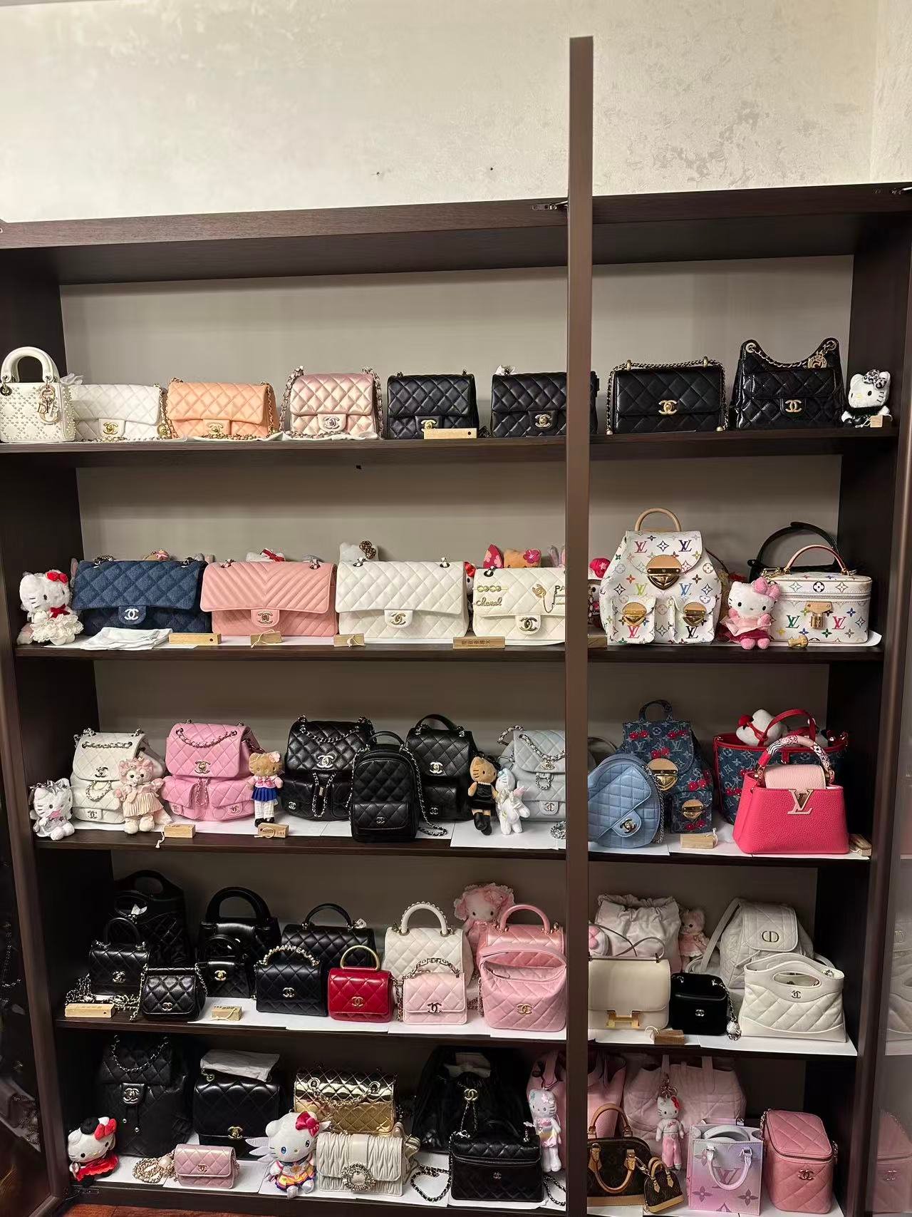 Mia’s personal bag cabinet