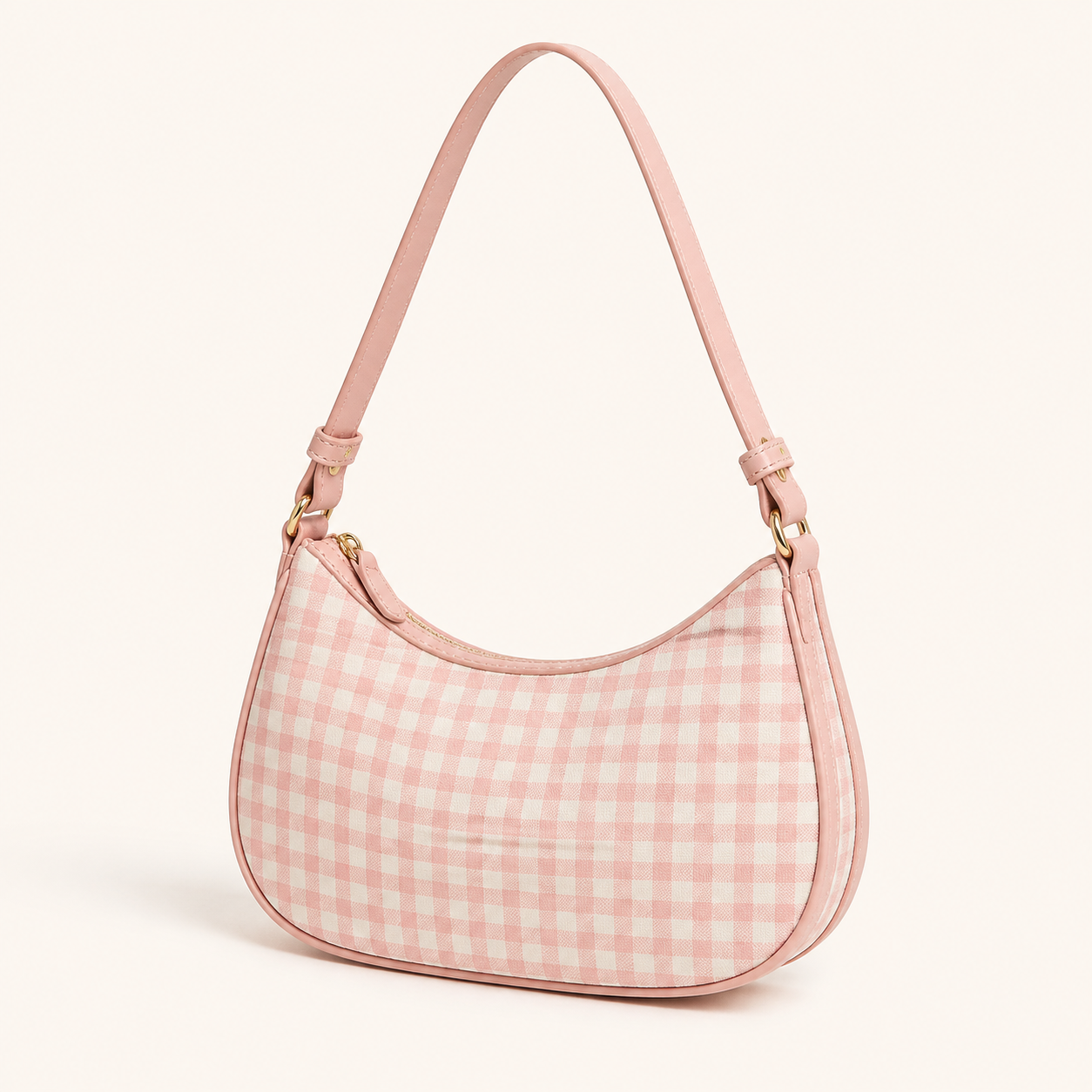 Pink gingham shoulder bag